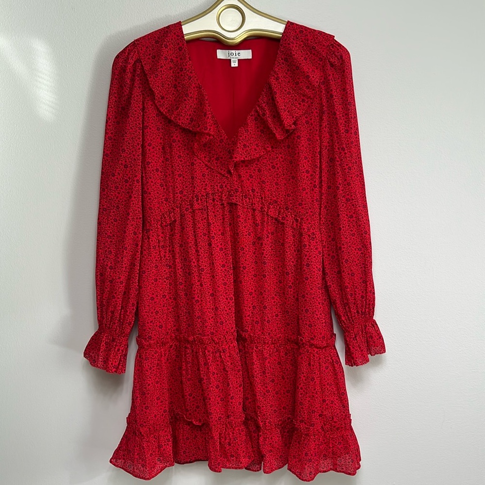 Joie Adanson Red Floral Mini Dress SZ 8